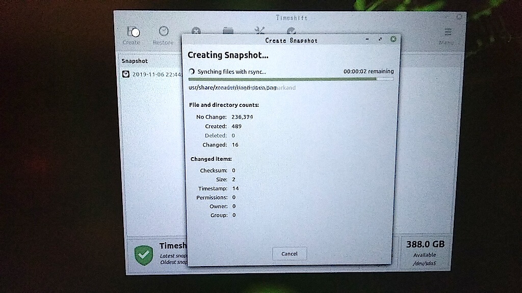 TimeShift バックアップ