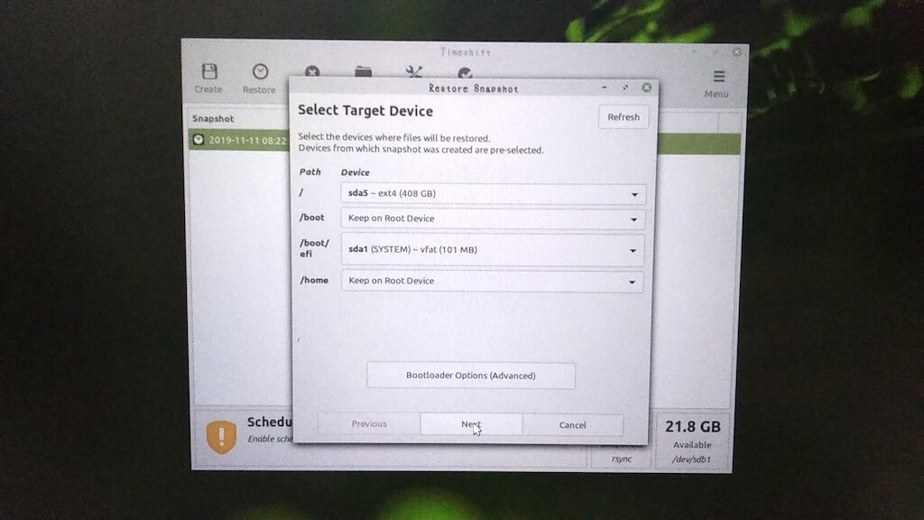 USBからリストア