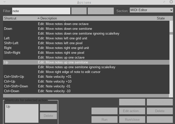 REAPER MIDIediter note